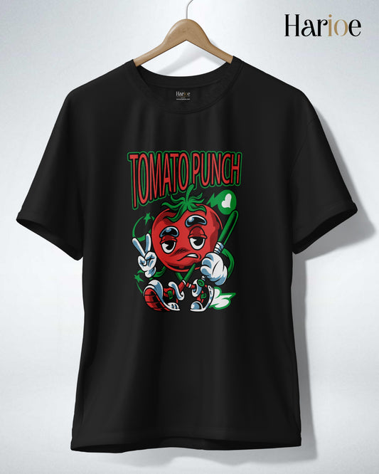 TOMATO PUNCH – Black Streetwear T-Shirt | Harioe